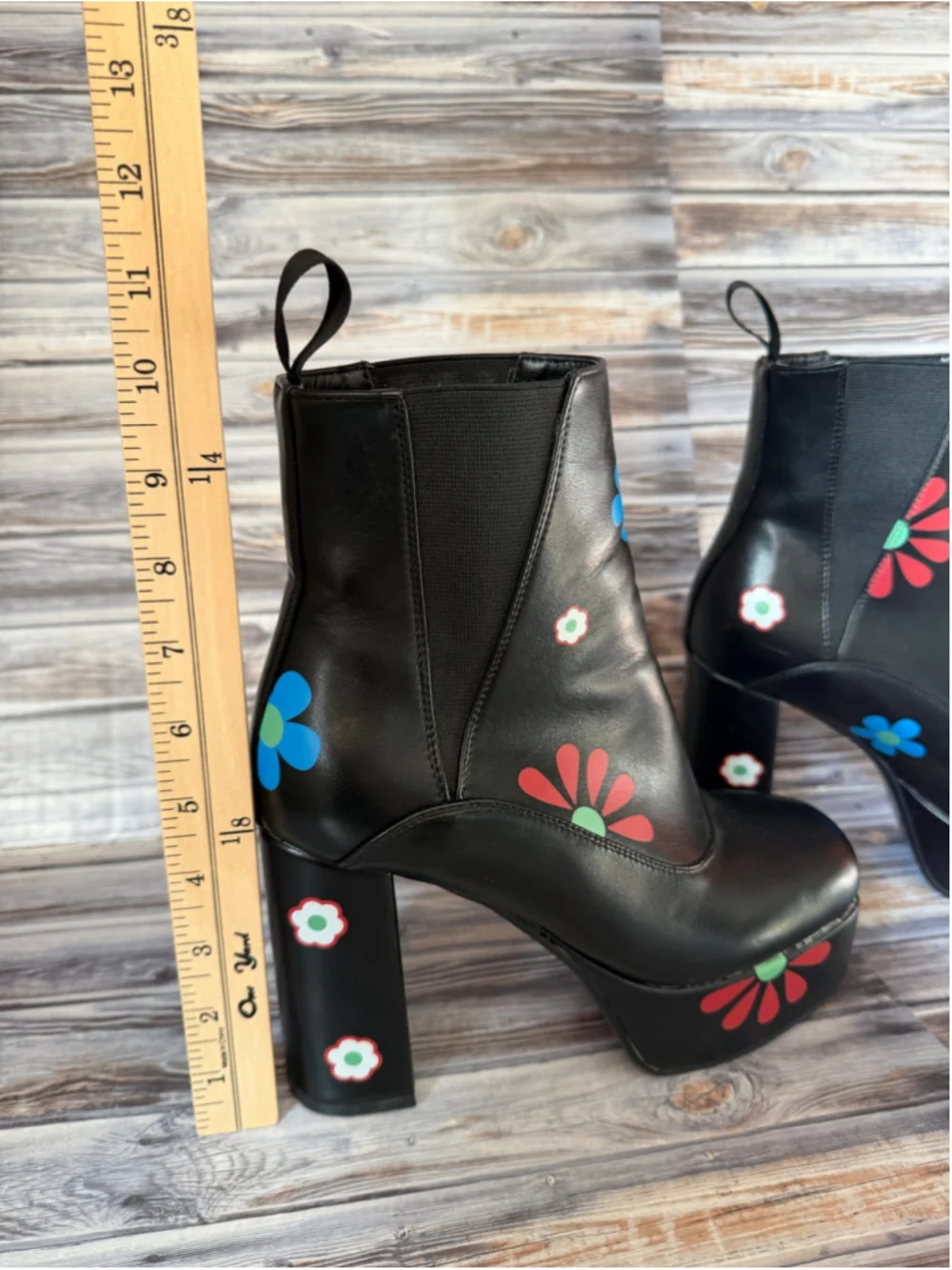 Lamoda dolls kill ever bloom black floral platform pull on boots women’s 9